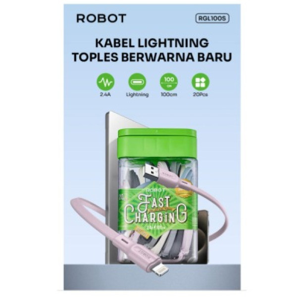 RGL100 | Robot Kabel Data IPHONE Lighning | Apple |  2.4A | 100cm | colorfull |