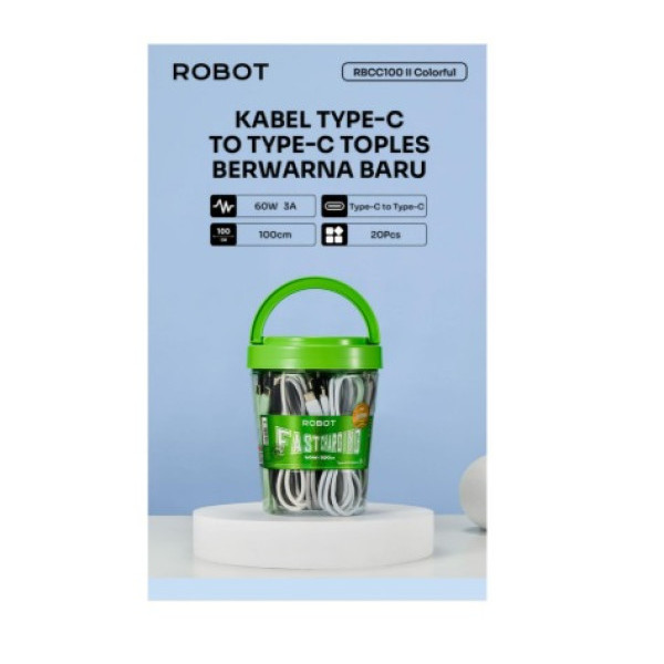 RBCC100 | Kabel Data Type C to C | 3A | 60W | 1Meter | Colorfull